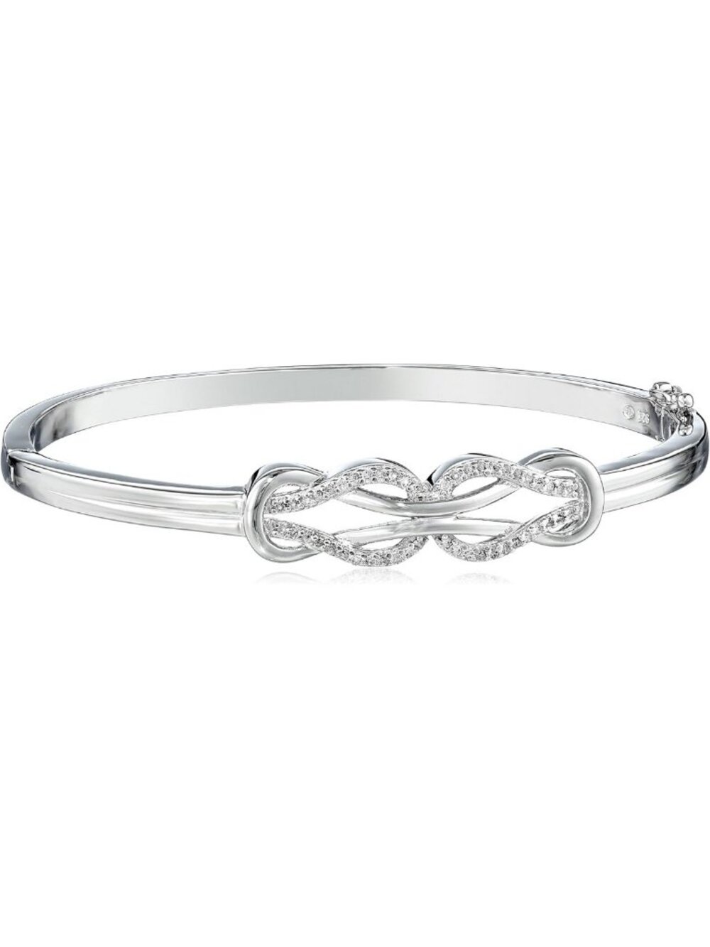 Sterling Silver Diamond Double Knot Bangle Bracelet, 7" - Elegant Jewelry Gift